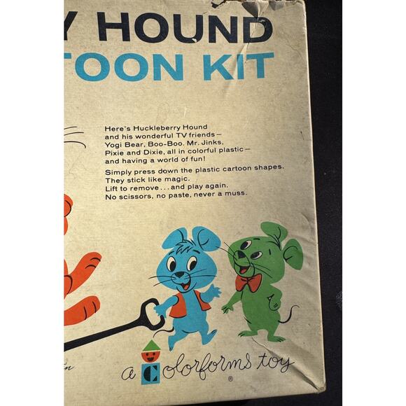 Vtg 1960 HUCKLEBERRY HOUND Colorforms Cartoon Kit BOX/Hanna-Barbera Productions - Picture 3 of 11
